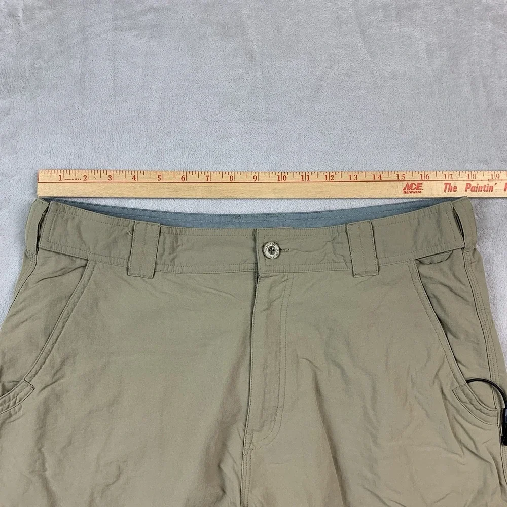Simms Fishing Shorts Large Khaki Lightweight Flex Waist Outdoor Busted Zippers*